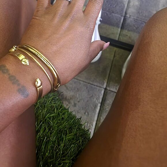 Neiman Marcus Jewelry - Neiman Marcus Encouragement 14K Gold Plated Stainless Steel Bangle Bracelet